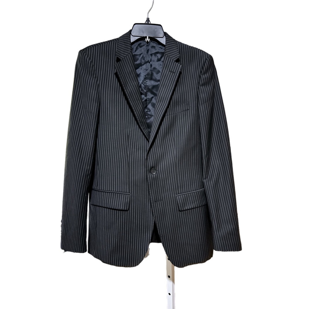 Men's Zara Man Blazer Size 33 Black Pinstripe